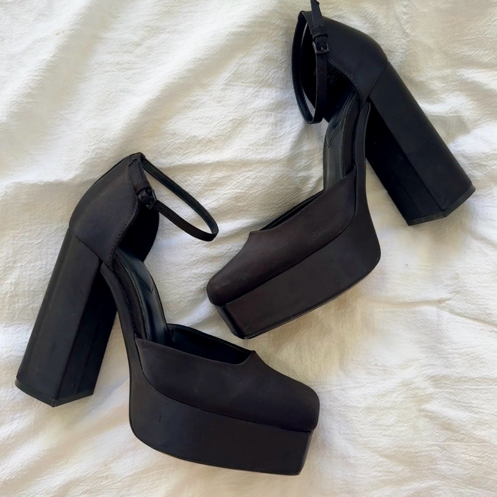 Satin Platform Heel with Ankle Strap